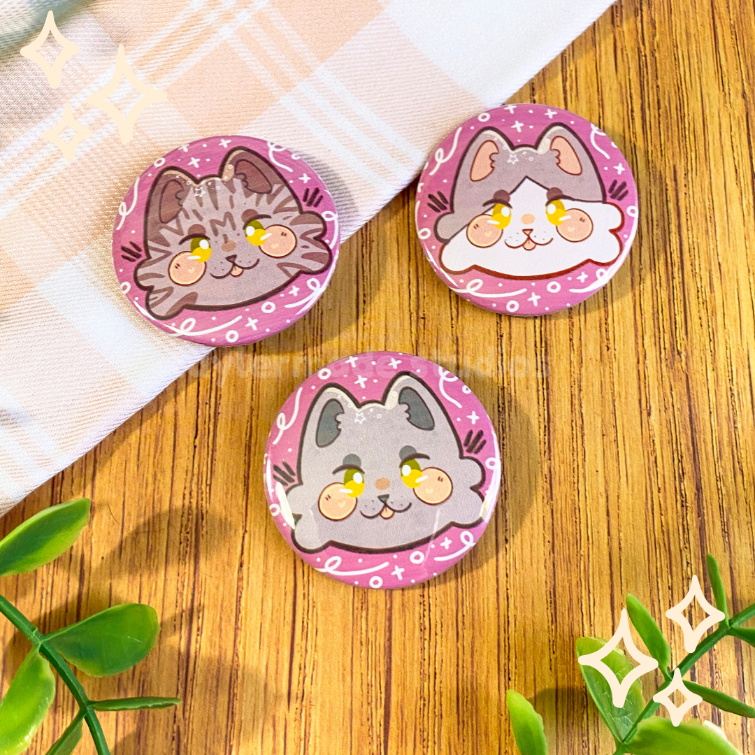 Cat Buttons - Grey