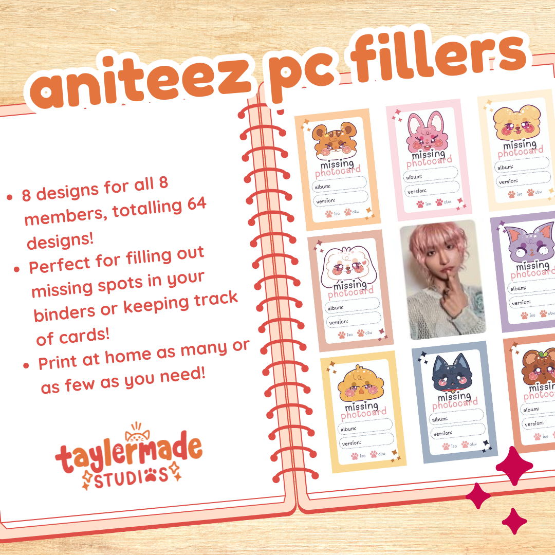 Aniteez Photocard Fillers - DIGITAL DOWNLOAD