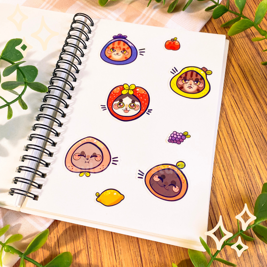 Fruit Cats Sticker Sheet